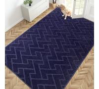 PURRUGS Easy Care Area Rug 6ft x 9ft, Non-Slip Machine Washable Entry Rug, Stain Resistant Accent Rug for Hallway, Bedroom, Living Room and Mudroom, Midnight Blue