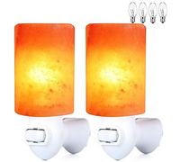 pursalt Himalayan Salt Lamp Plug in Night Light 2 Pack, 360 Degree Adjustable Wall Plug & Extra 4 Replacement Bulbs Bathroom Bedroom Night Light, Pink Crystal Rock Salt Hand Crafted Cylinder Size