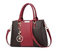 Purse and Handbags for Women, 3 Zip Compartments Tote Bag Designer Shoulder Purse Top Handle Satchel Bags, Igg-dark Red