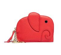 Purse Animal Bag Cute Purse Cute Wallet Soft Leather Key Case Elephant Wallet Leather Wallet with Chain for Women (Red, One Size)