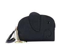 Purse Animal Bag Cute Purse Cute Wallet Soft Leather Key Case Elephant Wallet Leather Wallet with Chain for Women (Black, One Size)