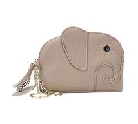 Purse Animal Bag Cute Purse Cute Wallet Soft Leather Key Case Elephant Wallet Leather Wallet with Chain for Women (Grey, One Size)