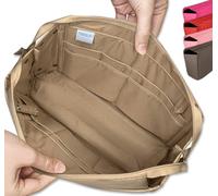 Purse Bling Exclusive Zippered Purse Organizer Insert For Handbags, Shaper For Speedy, Neverfull, On The Go & Graceful Totes (Jumbo, Tan)