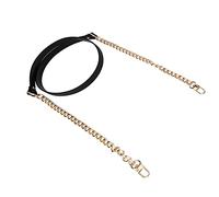 Purse Chain Strap, 1PCS Genuine Leather Shoulder Bag Straps Handle Chain Straps for Handbags Purse Chain Soft Hand Accessories Two Colors (Black)