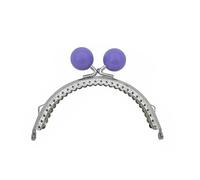 Purse Clasps 2pcs 8.5/10.5cm Candy Color Beads Silver Metal Purse Frame Handle for Clutch Bag Handbag Accessories Making Kiss Clasp Lock for DIY(10.5cm-Purple)