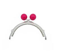 Purse Clasps 2pcs 8.5/10.5cm Candy Color Beads Silver Metal Purse Frame Handle for Clutch Bag Handbag Accessories Making Kiss Clasp Lock for DIY(10.5cm-Rose red)