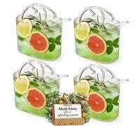 Purse Drinking Glass, Glass Purse for Drinks, 26oz Unique Wine Glasses with Straw, Decorative Fish Bowl Vase with Straw, Handbag Shaped Vases for Cute Room Decor, For Fruit Juice, Tea, Flowers (4pcs)
