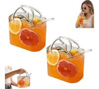 Purse Drinking Glass,Glass Purse for Drinks,Creative Cute Handbag Shaped Cocktail Glass Cups for Fruit Juice, Tea, Flowers,Handbag Vases for Room Decor (A-2PC)