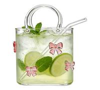Purse Drinking Glass - Portable Mini Beverage Cup for Travel Use | Borosilicate Glass Body with Silicone Protective Sleeve, Compact Drinkware for Water Juice Coffee On The Go Sipping
