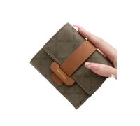 Purse Female PU Plaid Buckle Simple Multi-Card Folding Triple Fold Bag Large Capacity Student Ladies Daily(Dark Green)