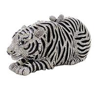 Purse For Women Crystal Evening Bags Chain Clutches Luxury Handbags Rhinestones Wedding Tiger - Black - Small