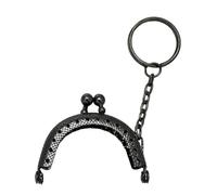Purse Frame Bag Handles 2pcs Vintage Pattern Metal Purse Frame Kiss Clasp Bag Lock Buckle Making Craft(Black)