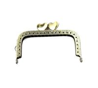 Purse Frames 10 Pcs/Lot 8.5 CM Bronze/Silver Square Embossing Metal Purse Frame Love Heart Kiss Clasp Handle for Bag Accessory(Antique Bronze)