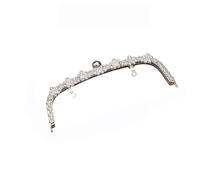 Purse Frames 22CM Arch Flower Diamond Metal Making Kiss Clasp Purse Frame for Bag Luxury Clutch to The Accessories Hardware for Craft(Silver)