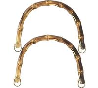 Purse Handles, 2pcs Bamboo Handle Purse, Replacement Handbag Handle Strap, U-Shaped Handles for Crochet Bags Making, Golden Yellow, 20cm, Left and Right Holes