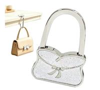 Purse Hook for Desk - Bow Knot No Drill Folding Portable Holder, Compact Ha