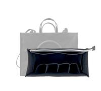 Purse Organizer Compatible with Telfar Bag Large, Tote Bags Organizer Insert with Silver Zipper Pouch, 3MM Premium Felt Insert for Handbag, Sturdy and Durable (For Telfar Large Shopping Bag, Black)