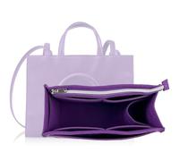 Purse Organizer Compatible with Telfar Bag Medium, Tote Bags Organizer Insert with Silver Zipper Pouch, 3MM Premium Felt Insert for Handbag, Sturdy and Durable (For Telfar Medium Shopping Bag, Purple)