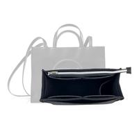 Purse Organizer Compatible with Telfar Bag Medium, Tote Bags Organizer Insert with Silver Zipper Pouch, 3MM Premium Felt Insert for Handbag, Sturdy and Durable (For Telfar Medium Shopping Bag, Black)
