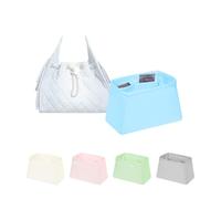 Purse Organizer Insert for Chanel 25C Hobo Bags, Satin Luxury Bag Insert, Large Capacity Pouch with Practical Pockets, Portable Purse Shaper(Celeste, 25 Small)