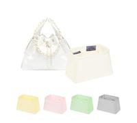 Purse Organizer Insert for Chanel 25C Hobo Bags, Satin Luxury Bag Insert, Large Capacity Pouch with Practical Pockets, Portable Purse Shaper(Craie, 25 Small)