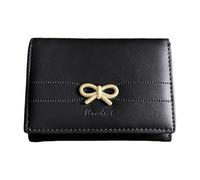 Purse Purse Stylish Women Purse Compact Wallet Card Slots RFID Blocking Secure Zipper Durable Leather Fashion Accessory (Black, One Size)