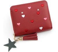 Purse Small Purse Ladies Mini Fringe Purse Cute Girl Short Zipper Cute Pu Leather Coin Purse Female Hand Purse(Red)
