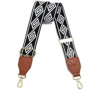 Purse Strap,1.5" Leather End Shoulder Strap Adjustable Replacement,Retro Multi-Pattern Crossbody Bag Straps, Brown-38g-lingge-201, Length: 33.5" - 53.5", Width: 1.5"