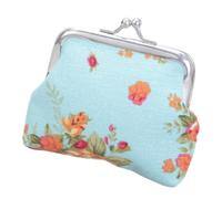 Purse with Floral Pattern Mobile Phone Pockets Purse with Closure Handbags Change Bags Clutches Buckles Vintage Kiss Lock Key Holder Gifts Vintage Jewellery Bag, Blue, Mass beauty