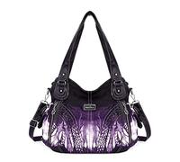 Purses and Handbags Women Fashion Tote Bag Shoulder Bags Top Handle Satchel Purses Washed Synthetic Leather Handbag, 2-tie-dyed Purple, 13.8 * 4.7 * 11.8 inches