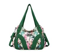 Purses and Handbags Women Fashion Tote Bag Shoulder Bags Top Handle Satchel Purses Washed Synthetic Leather Handbag, 3-green/Green, 13.8 * 4.7 * 11.8 inches