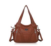 Purses and Handbags Women Fashion Tote Bag Shoulder Bags Top Handle Satchel Purses Washed Synthetic Leather Handbag, 1-d.brown, 13.8 * 4.7 * 11.8 inches