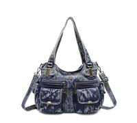 Purses and Handbags Women Tote Shoulder Top Handle Satchel Hobo Bags Fashion Washed Leather Purse, 2-denim Blue