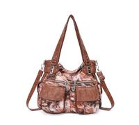 Purses and Handbags Women Tote Shoulder Top Handle Satchel Hobo Bags Fashion Washed Leather Purse, Brown Unique Patterns
