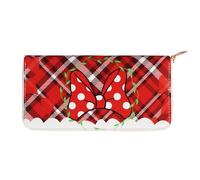 Purses for Women Long Purse, Kawaii Portable Pocket Wallets, Red Bow Tie Print Clutch Children, Lovely Large Capacity PU Leather Wallet with Zipper