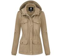 Pursky Women's Cotton Anorak Lightweight Military Jacket Warm Utility Casual Coat With Removable Hood, Khaki, M
