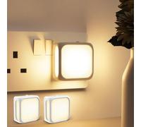 PURSNIC Night Light Plug in Wall [2 Pack], with Dusk to Dawn Photocell Sensor, 3000K Warm White, Brightness Adjustable, 1W LED Night Light for Kids, Bedroom, Hallway, Stairs