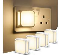 PURSNIC Night Light Plug in Wall, with Dusk to Dawn Photocell Sensor, 3000K Warm White, Brightness Adjustable, 1W LED Night Light for Kids, Bedroom, Hallway, Stairs, 4 Pack