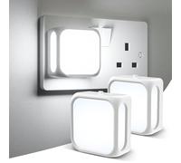 PURSNIC Night Light Plug in Wall, with Dusk to Dawn Photocell Sensor, 6000K Cool White, Brightness Adjustable, 1W LED Night Light for Kids, Bedroom, Hallway, Stairs, 2 Pack