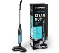 PurSteam ScrubMaster Steam Mop with Dual Scrubbing Head and LED Lights | Dual Scrubbing Head | LED Headlights | Adjustable Steam Control | Anti-Slip Swivel Head | Cable Holder | Upright Lock
