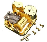 Pursuestar Edelweiss Wind Up Music Box Movement, 18 Note Gold Yunsheng Clockwork Musical Mechanism with Keys Screws for DIY Music Boxes Replacement