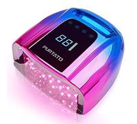 PURTATO Professional Rechargeable 96W UV LED Portable Cordless UV Light for Nail Lamp Machine with Removable Stainless Steel Bottom,4 Timer Setting and Smart Sensor Nail Dryer (Blue&Purple)