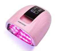 Purtato Professional Salon Rechargeable 90W UV LED Cordless Nail Lamp,45 lamp Beads Long Battery Life,Removable Stainless Steel Bottom, No Black Hands Nail Dryer (Pink)