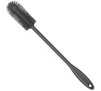 Purtribe Silicone Bottle Brush, Water Bottle Cleaner Brush with Long Handle, Perfect for Cleaning Narrow Neck Containers, Vacuum Sports Bottle, Tumblers, Flask, Glassware (1 Pack, Charcoal)