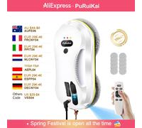 PuRuiKai Household Window Automatic Water Spray Cleaning Robot,With Intelligent Edge Detection System,Robot Glass Cleaner WHITE