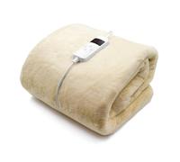 Purus Deluxe Natural Electric Throw Faux Fur Luxurious Heated Double Over Blanket Soft Fleece
