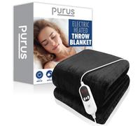 Purus Deluxe Black Xl Electric Throw Heated Double Over Electric Blanket Soft Fleece 9 Heat & 12 Timer Settings