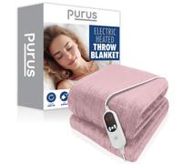 Purus Deluxe Pink Xl Electric Throw Heated Double Over Electric Blanket Soft Fleece 9 Heat & 12 Timer Settings