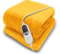 Purus Heated Throw Electric Blanket, 9 Heat Settings, 12HR Timer, Gold | Large 180 x 130cm microfleece heated throw with 9 heat settings, 12HR timer, detachable controller and 2m cable.
