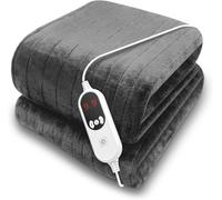 Purus Heated Throw Electric Blanket, 9 Heat Settings, 12HR Timer, Grey | Large 180 x 130cm microfleece heated throw with 9 heat settings, 12HR timer, detachable controller and 2m cable.